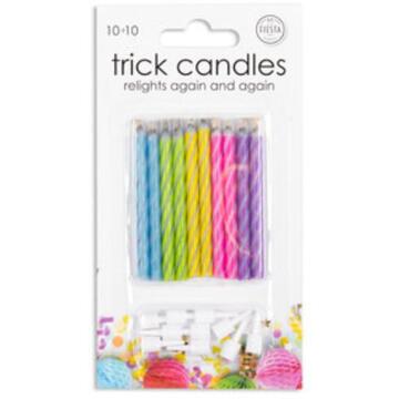 globos Wefiesta taartkaarsjes 0,5 x 6 cm wax blauw/groen/geel 10 stuks