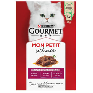 Gourmet Mon petit kleine porties met rund, met kalf, met lam 6x50g kattenvoer