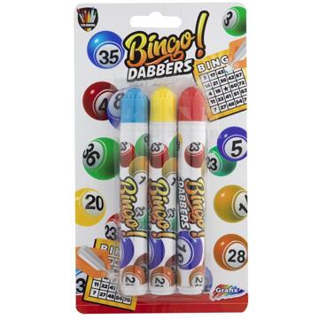 Grafix 3x Bingo stiften/markers blauw/geel/rood - Actiespellen