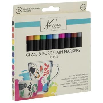 Grafix Nassau Glas En Porselein Markers Set A 12 Stuks verschillende