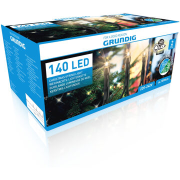 Grundig Kerstverlichting warm wit buiten lichtsnoeren 140 LED lampjes