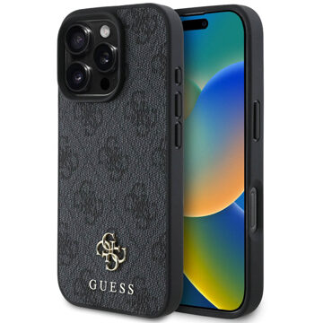 Guess 4G Metal Logo Backcover MagSafe voor de Apple iPhone 16 Pro Max - Zwart