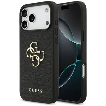 Guess Big 4G Logo Backcover Grained voor de Apple iPhone 17 Pro Max - Zwart
