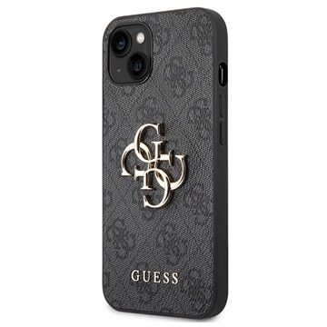 Guess PU 4G Metal Logo case iPhone 14 Plus grijs Grijs (Space Gray)