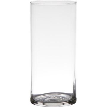 Hakbijl glass Transparante home-basics cylinder vorm vaas/vazen van glas 19 x 9 cm - Vazen