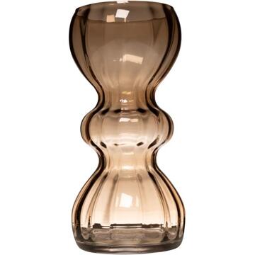 Hakbijl glass Yves Swirl Buikvaas taupe Ø12xh25cm