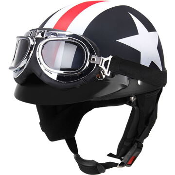 Half Open Gezicht Vintage Moto Rcycle Helm Half Helm Retro Moto Casco Capacete Moto Ciclistas Capacete Met Bril