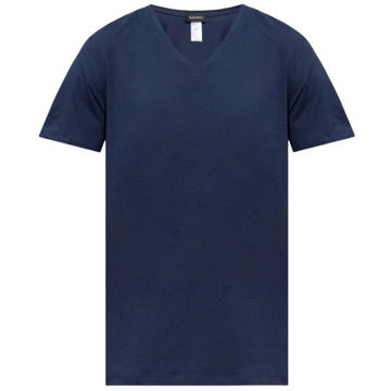 Hanro T-shirt met stretch en V-hals Donkerblauw - L
