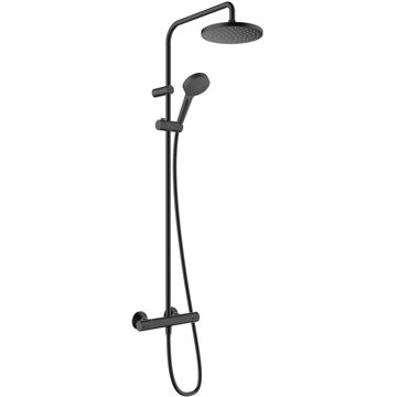 hansgrohe Regendouche Vernis Blend - Met Thermostatische Kraan - Zwart - Mat - Rond - Met Handdouche - 15cm Hartafstand - 2-straals - Waterbesparend