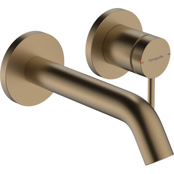 hansgrohe Tecturis S ééngreeps wastafelkraan inbouw voor wandmontage, met uitloop 16,5 cm, Brushed Bronze