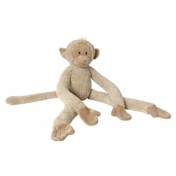 Happy Horse pluche aapje knuffel - beige - 45 cm - Apen knuffels - Hangende dieren met klittenband