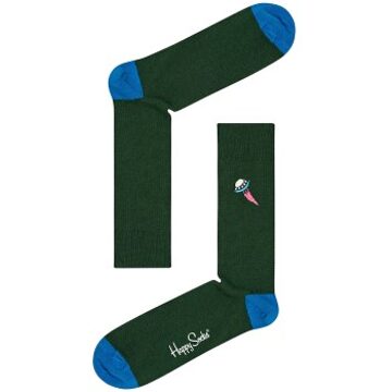 Happy Socks Ribbed Embroidery Ufo Sock * Actie * Groen - Maat 36/40,Maat 41/46