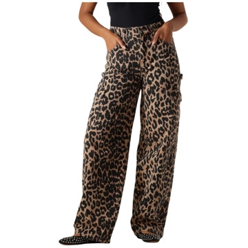 Harper & Yve Bruine Luipaardprint Cargo Broek Harper & Yve , Brown , Dames - W30,W29,W28,W27