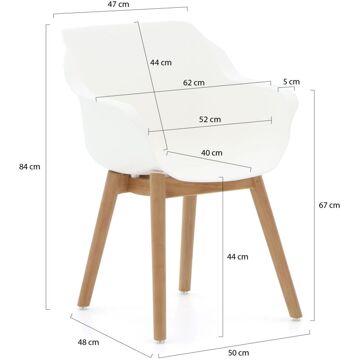 Hartman Sophie Studio dining armstoel - Wit - Teak poot