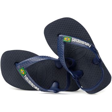 Havaianas Baby Brasil Logo II Jongens Slippers - Navy Blue/Citrus Yellow - Maat 25/26