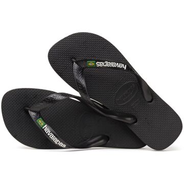 Havaianas Brasil Logo Unisex Slippers - Black - Maat 37/38