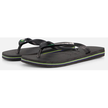 Havaianas Brasil Logo Unisex Slippers - Black - Maat 37/38