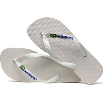 Havaianas Brasil Logo Unisex Slippers - White - Maat 43/44