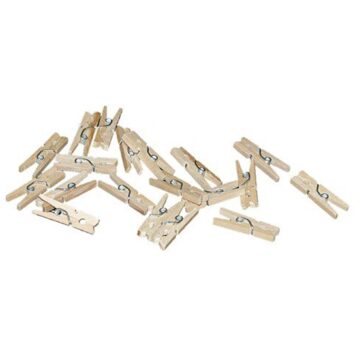 Haza 20x mini knijpertjes naturel - 2 cm - kleine/ mini knijpers
