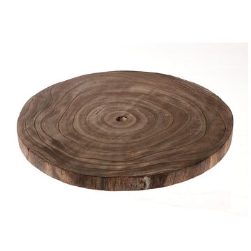 HBX natural living Kaarsenbord/decoratie dienblad - houten boomschijf - D26 x H3 cm - Kaarsenplateaus Bruin