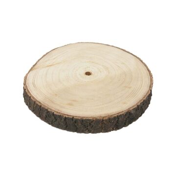 HBX natural living Kaarsenbord/decoratie dienblad - houten boomschijf - D26 x H3 cm - Kaarsenplateaus