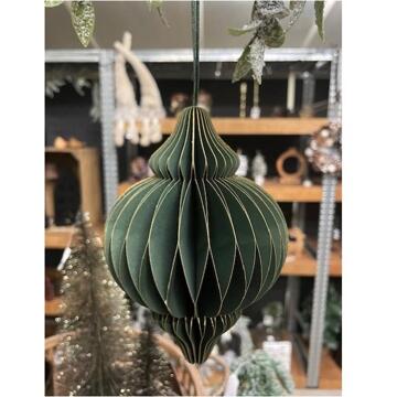 HBX natural living Kerstbal Ui Papier 10cm groen