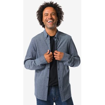 Hema Herenoverhemd Billy pique donkerblauw (donkerblauw) - XL