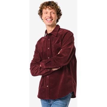 Hema Herenoverhemd corduroy bordeauxrood (bordeauxrood) - S