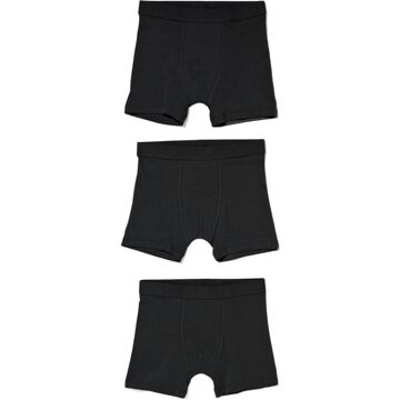Hema Kinder boxers katoen/stretch - 3 stuks zwart (zwart) - 158/164
