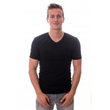 Heren 2-pack V-neck t-shirt - Black- Maat L
