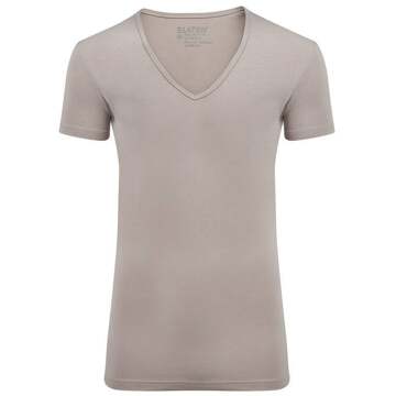 Heren T-shirt Diepe V-Hals Khaki Stretch 2-Pack - M