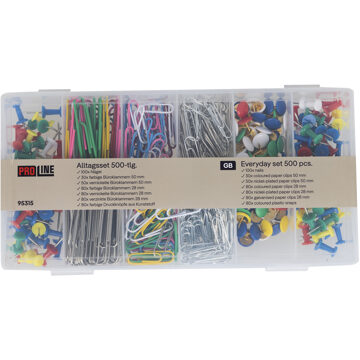 Hi 500-delige Bureau-accessoires - Kleurenpinnen, Paperclips en I-Nails