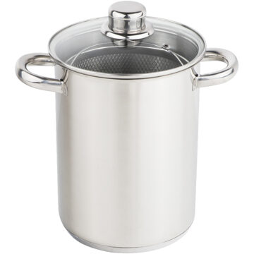 Hi RVS asperge pan met glazen deksel 21 cm 4 liter - Kookpannen Zilverkleurig