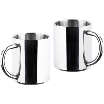 Hi RVS Thermobekers - Isolerende bekers - Zilver - 2 Stuks Zilverkleurig