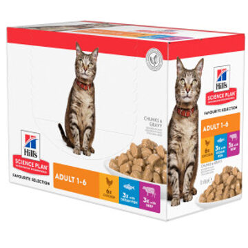 HILL'S SCIENCE PLAN Hill's Feline Adult Maaltijdzakjes Kattenvoer - 48 x 85 g Vis selectie