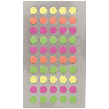 Hobby stickers - 200x stuks - D8 mm - neon gekleurde ronde stickers - Kantoor stickers - Scrapbook