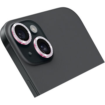 Holdit Camera Lens Protector Glitter voor de Apple iPhone 15 / 15 Plus - Pink Roze