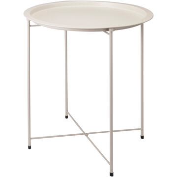 Home & Styling Bijzettafel - beige - metaal - H66 cm - plantenpot verhoger - binnen/buiten