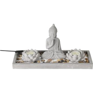 Home & Styling Boeddha zen tuintje set 29,5x12x7cm