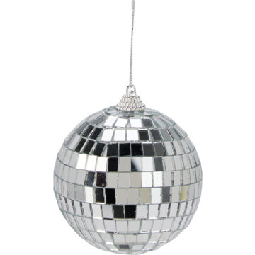 Home & Styling Disco kerstbal - zilver - D7,5 cm - foam - spiegelbol - discobol - kerstversiering