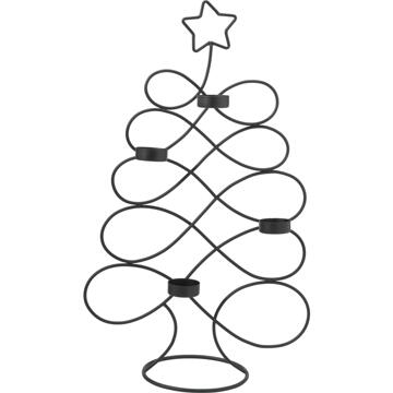 Home & Styling everlands kunstkerstboom theelichthouder 48cm zwart