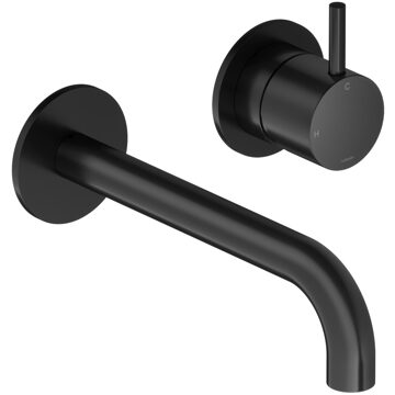 Hotbath Cobber 2-gats inbouw wastafelkraan 18cm zwart mat