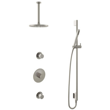 Hotbath Get together IBS1 Regendoucheset inbouw - 30cm plafondarm - 20cm ronde hoofddouche - staafhanddouche glijstang - geborsteld nikkel IBS1GN37 Nikkel geborsteld