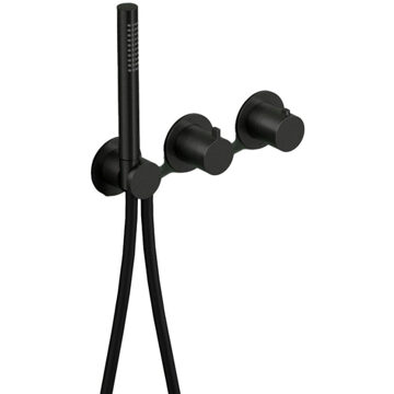 Hotbath Inbouw thermostaat - Afbouwdeel Ace Met 2-Weg Stop-Omstel Met Handdouche/ Doucheslang Geborsteld Zwart PVD