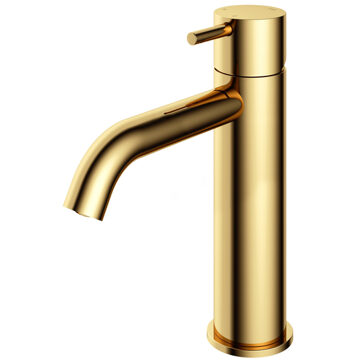 Hotbath Wastafelmengkraan Hotbath Cobber 1-hendel Gebogen 21.6 cm Gepolijst Messing PVD