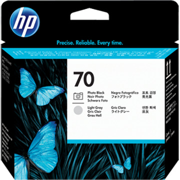 HP printkop, model c9407a no. 70, kleuren fotozwart en lichtgrijs