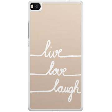 Huawei P8 hoesje - Live love laugh - Wit