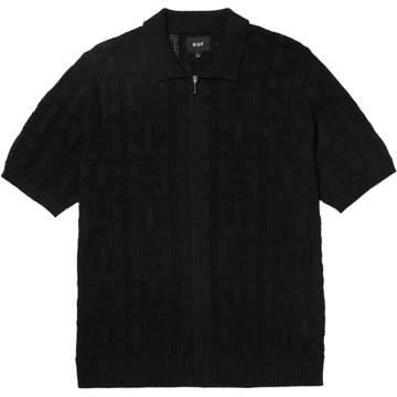 Huf Monogram Jacquard Zip Polo Shirt HUF , Black , Heren - Xl,L,M,S