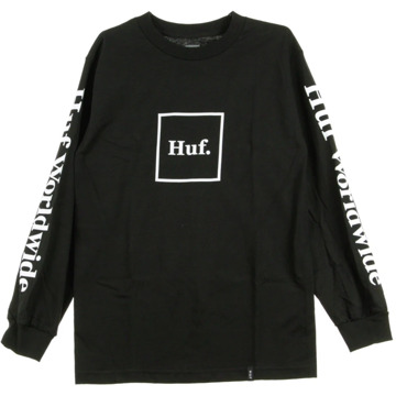 Huf Zwart/Wit Langemouw T-shirt HUF , Black , Heren - Xl,M,S
