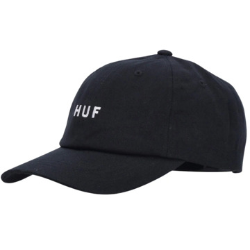 Huf Zwarte Gebogen Klep Pet 6 Panel HUF , Black , Heren - ONE Size